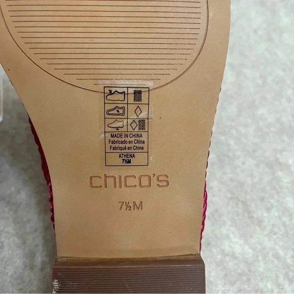 Chico’s Athena Cord Fuchsia Slip On Square Toe Flat Sandals Women’s size 7.5 - Picture 6 of 11